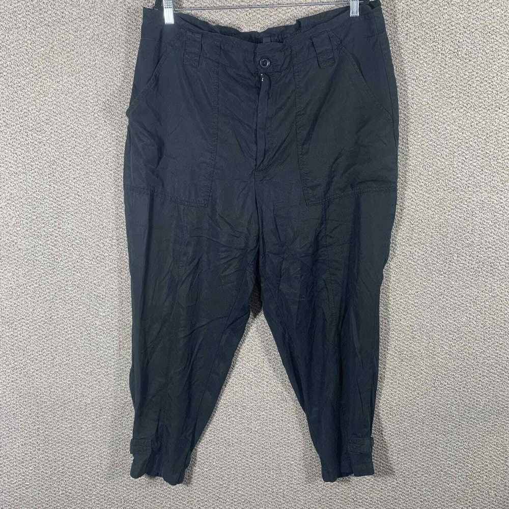 Banana Republic Cropped Pants Womens Size 20 Black Straight Leg High Rise Casual